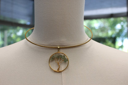 Vida Árvore da Vida choker in Sage Green natural stones