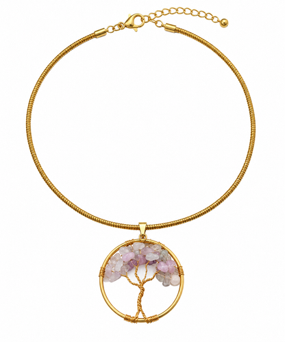 Vida Árvore da Vida choker in Soft Rose natural stones