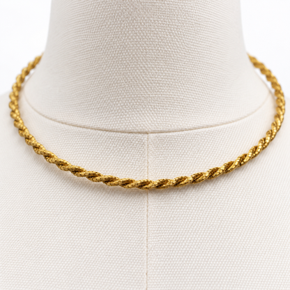 Close-up of Vida Golden Rope Choker natural Golden Grass fiber texture
