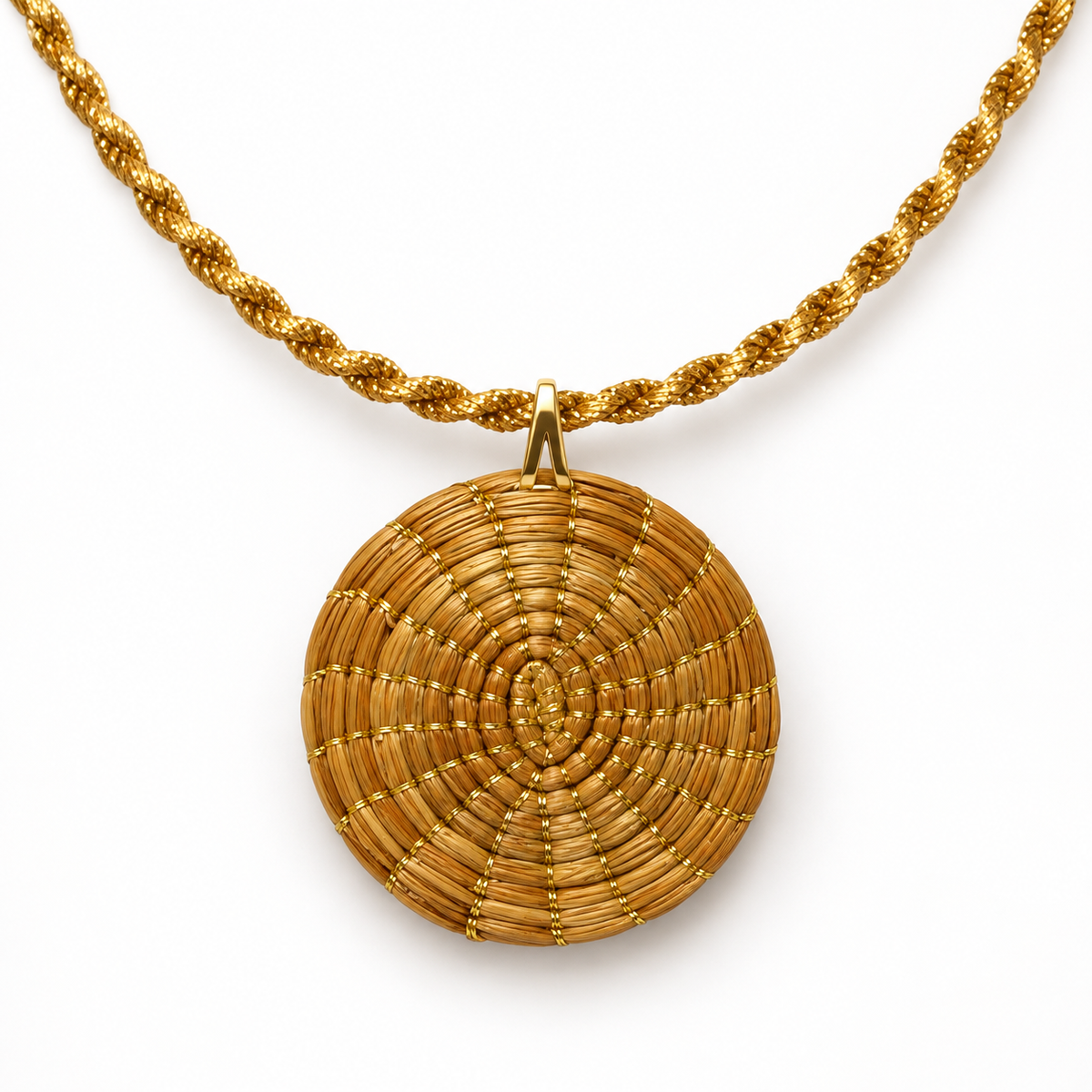 Vida Sol Nascente Golden Grass pendant necklace - HELINN