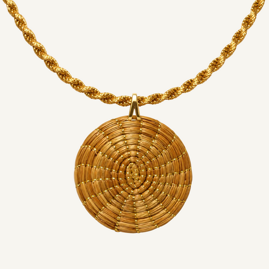 Vida Sol Nascente Golden Grass pendant necklace - HELINN