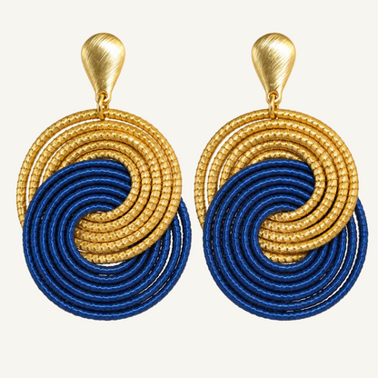 Toque de Sol Golden Grass earrings with colored thread by HELINN