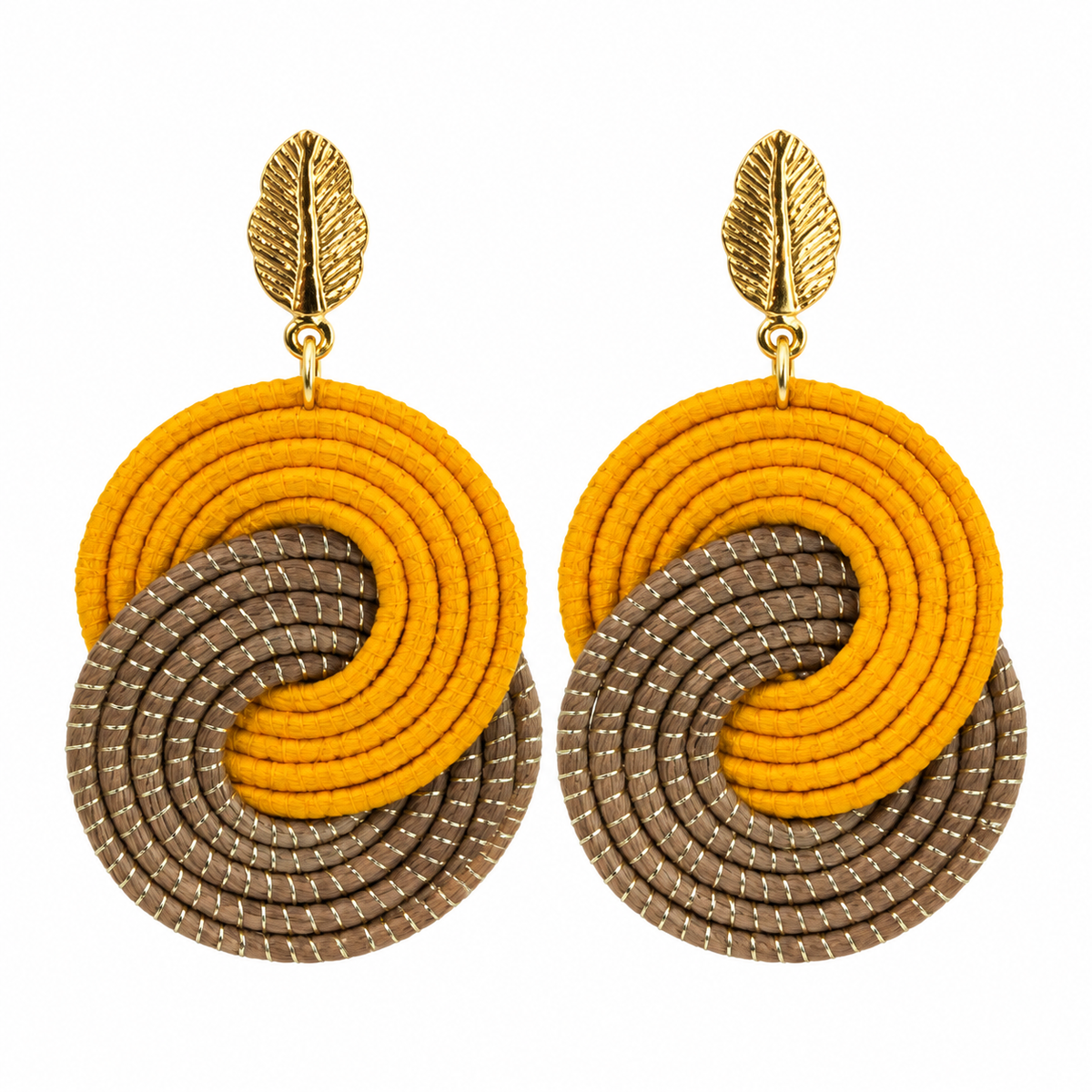 Toque de Sol Golden Grass earrings with colored thread by HELINN